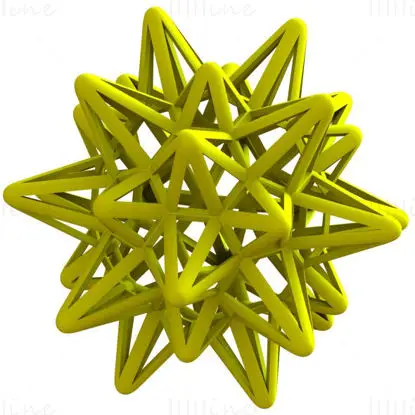 Modelo de impressão 3D de icosaedro truncado estrelado em forma de wireframe