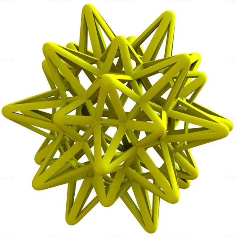 Каркасная форма Звездчатый усеченный икосаэдр 3D модель для печати