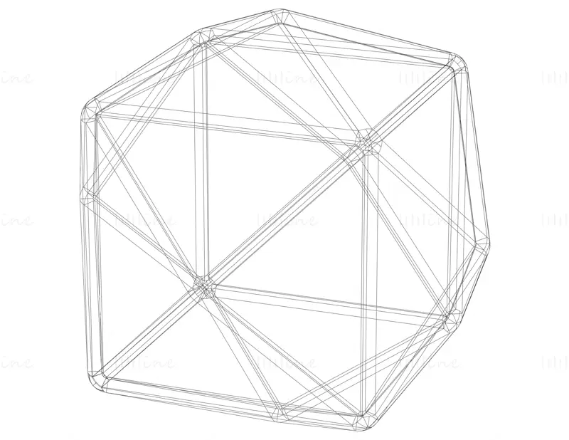 Drótváz alakú Tetrakis Hexahedron 3D nyomtatási modell STL