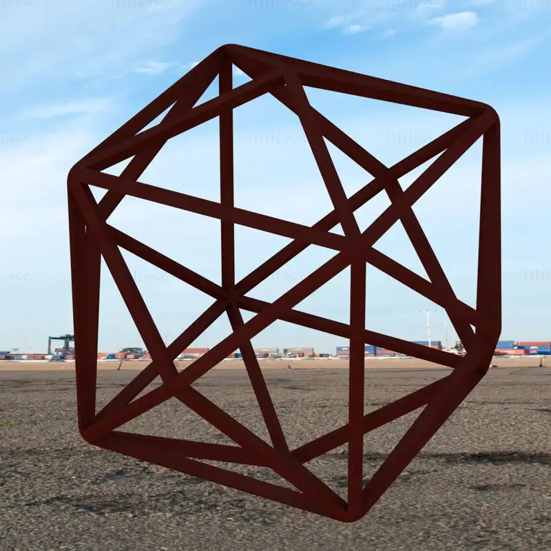 Drótváz alakú Tetrakis Hexahedron 3D nyomtatási modell STL