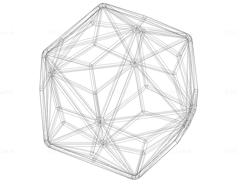 Wireframe Shape Triakis Icosahedron 3D Printing Model STL