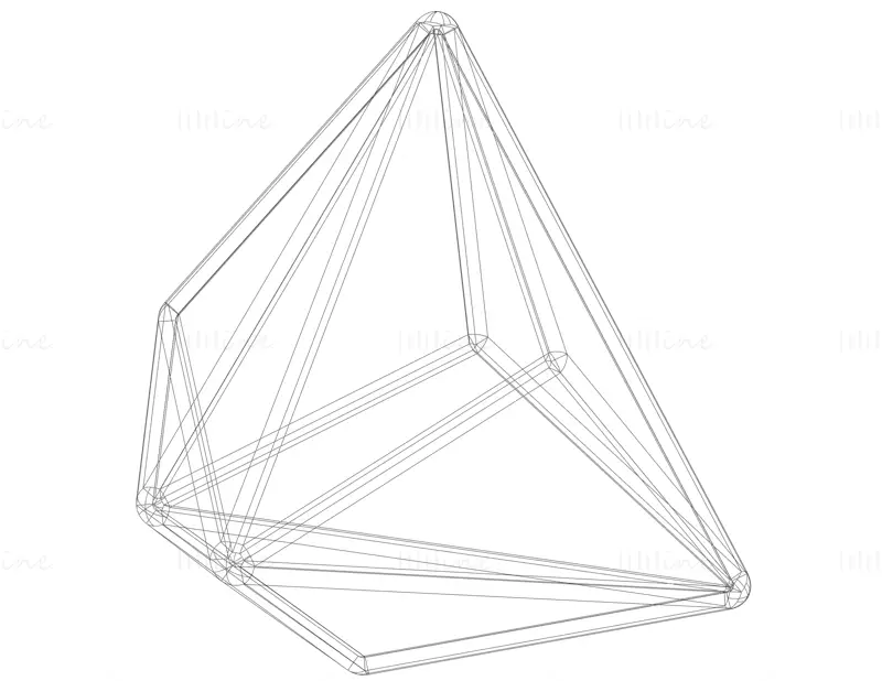 线框形状 Triakis 四面体 3D 打印模型 STL