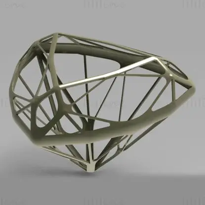 Modelo de impresión 3D de diamante con corte de billón en forma de estructura metálica STL