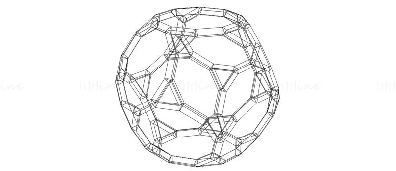 线框形状截断十二面体 3D 打印模型 STL