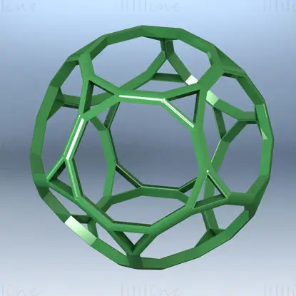 Modello di stampa 3D a dodecaedro troncato a forma di wireframe STL