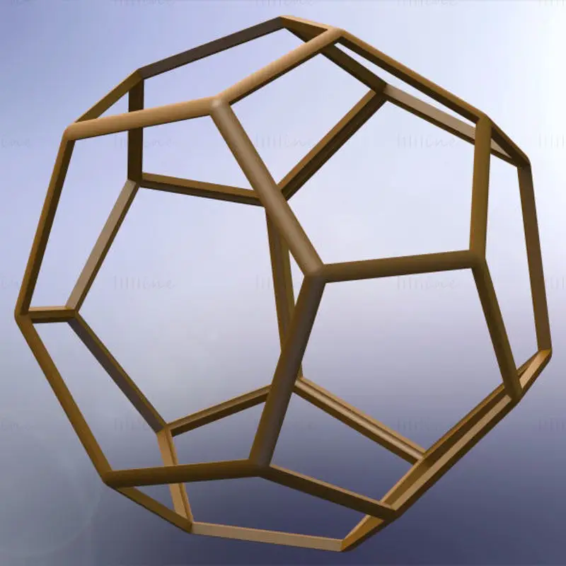 线框形状截头六角梯形三面体 3D 打印模型