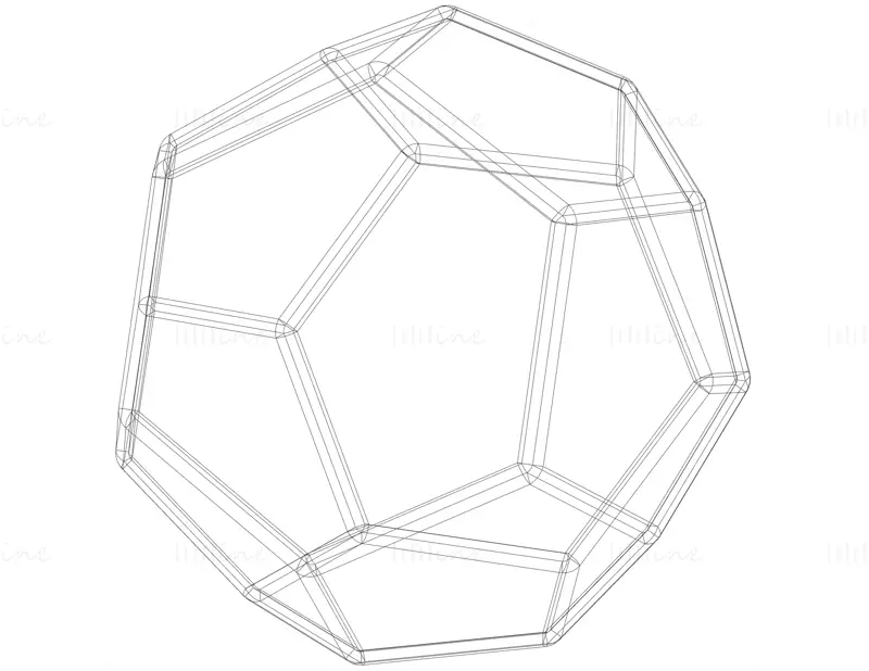 مدل پرینت سه بعدی ذوزنقه ای شش ضلعی کوتاه شکل Wireframe