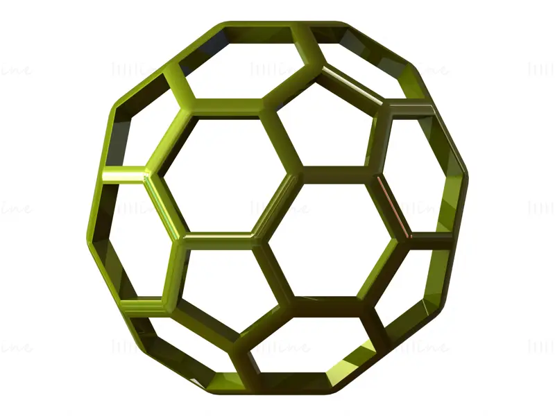 Wireframe Shape Truncated Icosahedron 3D Printing Model STL