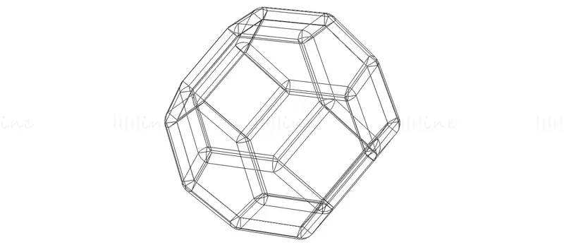 线框形状截角八面体 3D 打印模型 STL