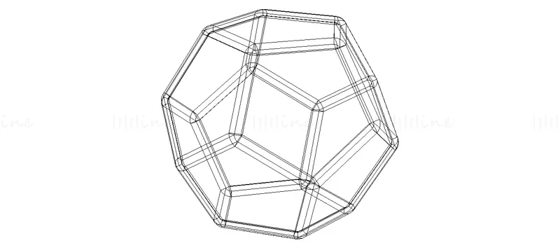 Drótváz vastag dodekaéder 3D nyomtatási modell STL