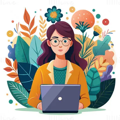 Woman with laptop vector svg