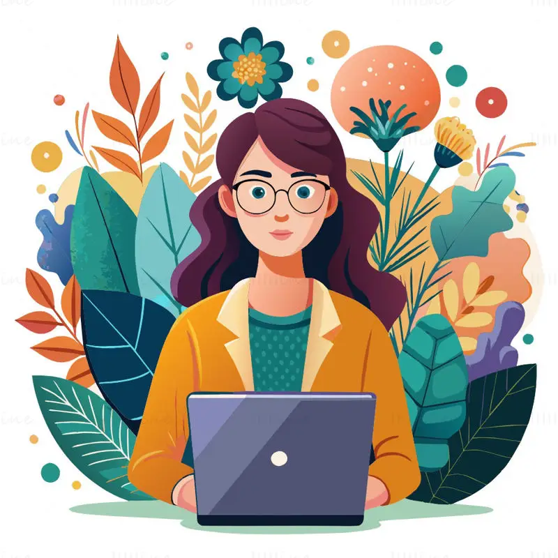 Woman with laptop vector svg