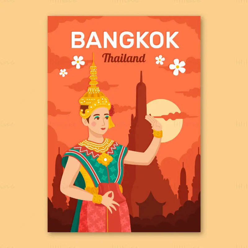 Illustrazione vettoriale di donne che indossano costumi tradizionali tailandesi