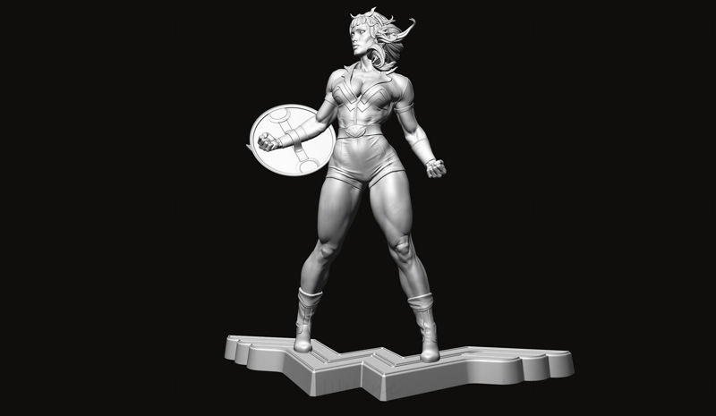 Wonder Woman 3D-model klaar om STL af te drukken