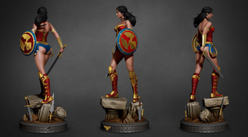 Wonder Woman 3D-model klaar om STL af te drukken