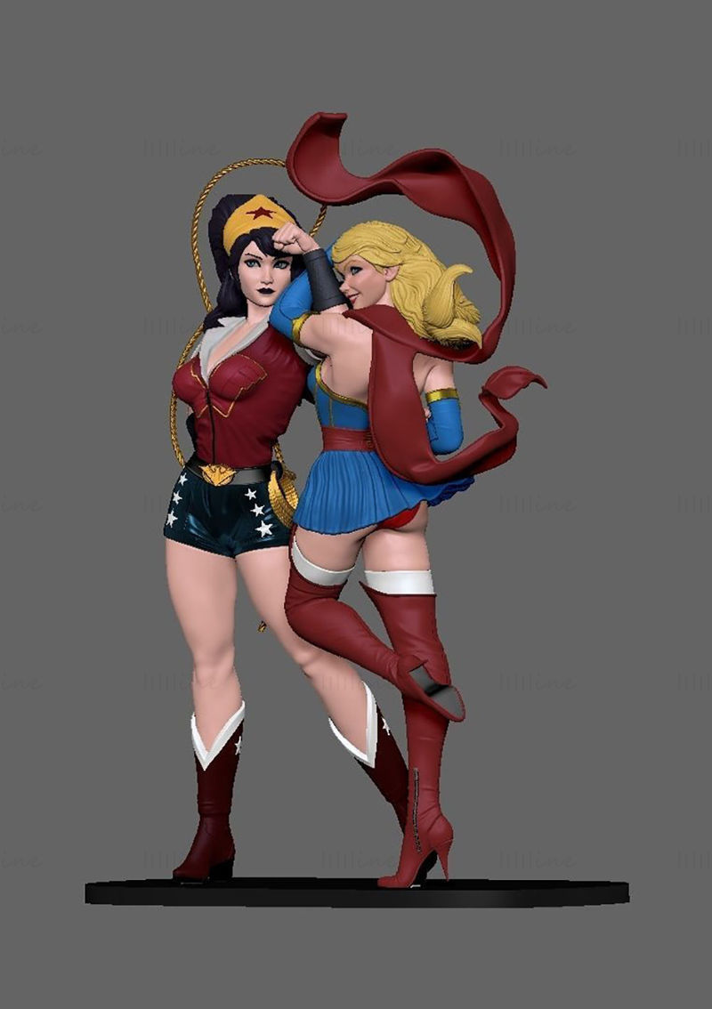 Mulher Maravilha e Super Girl Modelo 3D pronto para imprimir STL