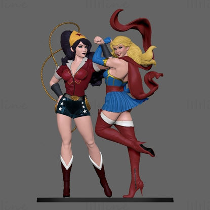 Wonder Woman and Super Girl 3D Model Ready to Print STL