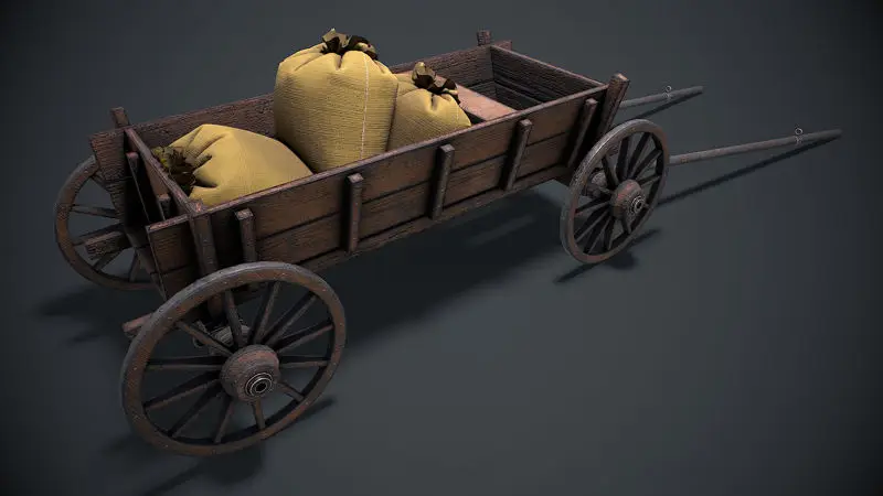 عربة خشبية نموذج 3D