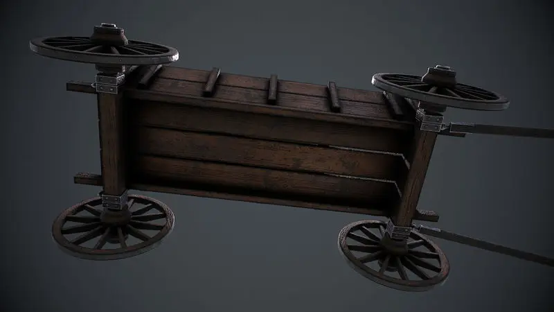 3d модел дървена количка