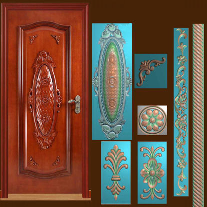 Wooden door processing fine carving carved file jdp