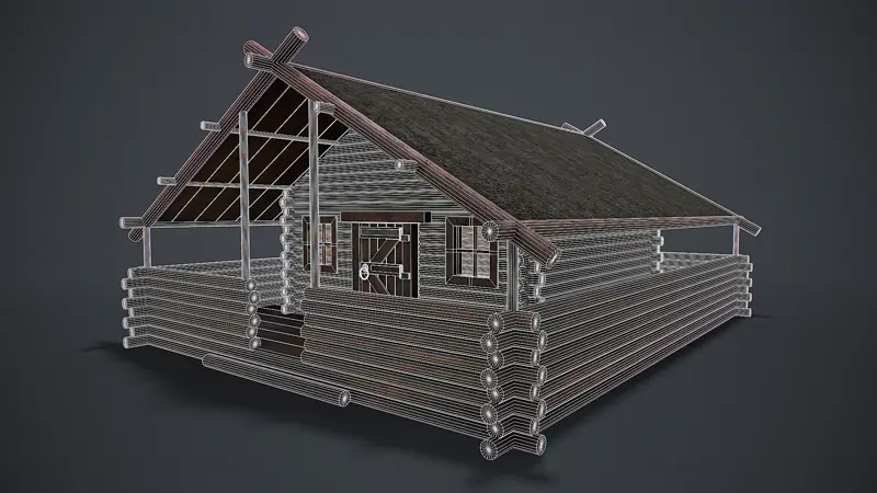 Casa de madera modelo 3d