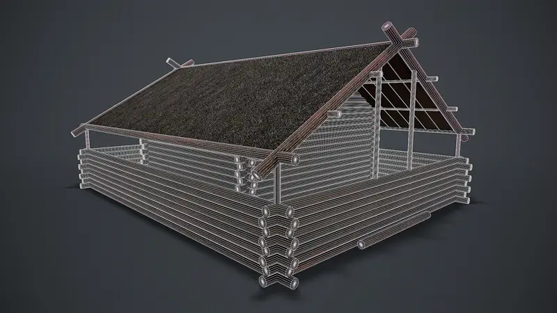 Houten huis 3D-model