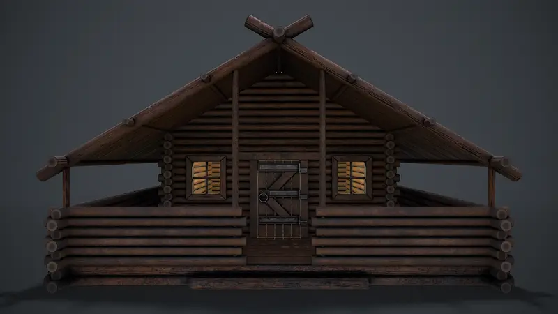 3D-Modell eines Holzhauses