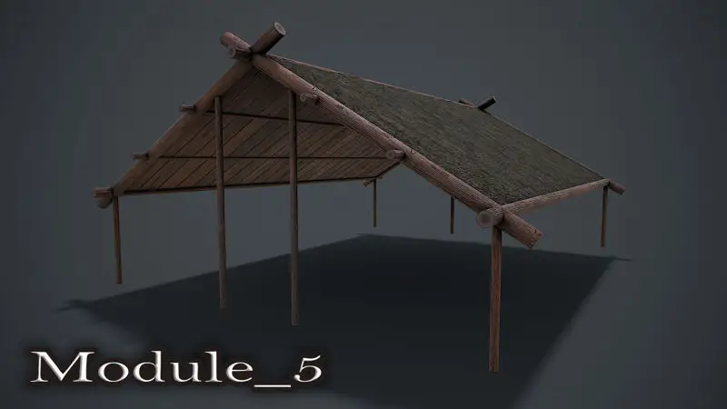 Modelo 3D de casa de madeira