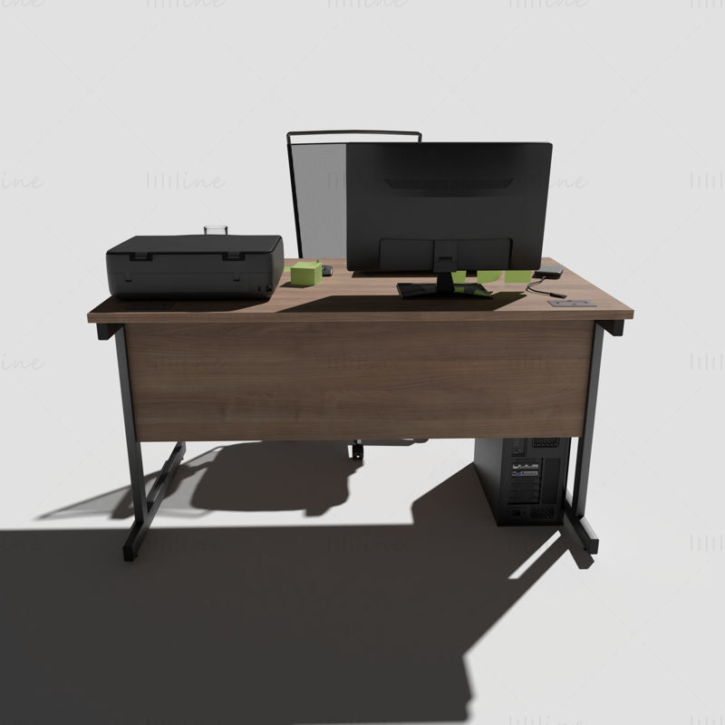 Pracovní stanice Přeplněný 3D model