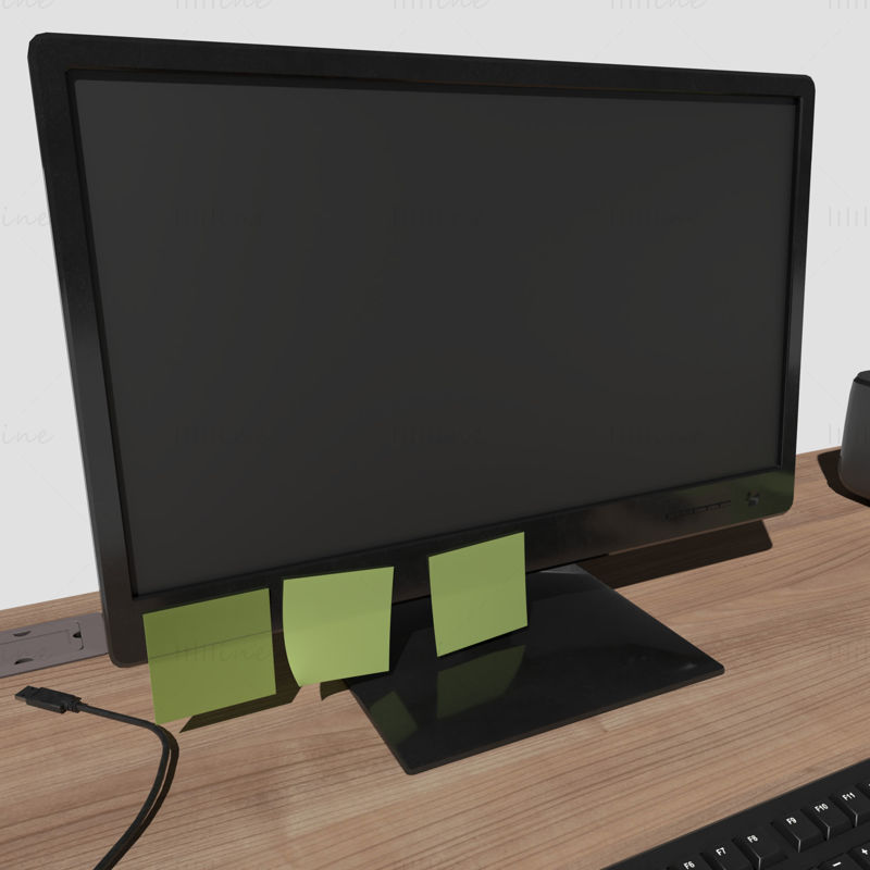 Pracovní stanice Přeplněný 3D model