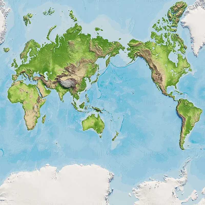 World 3d terrain map image