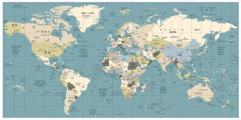 World Map Retro Decoration PSD File