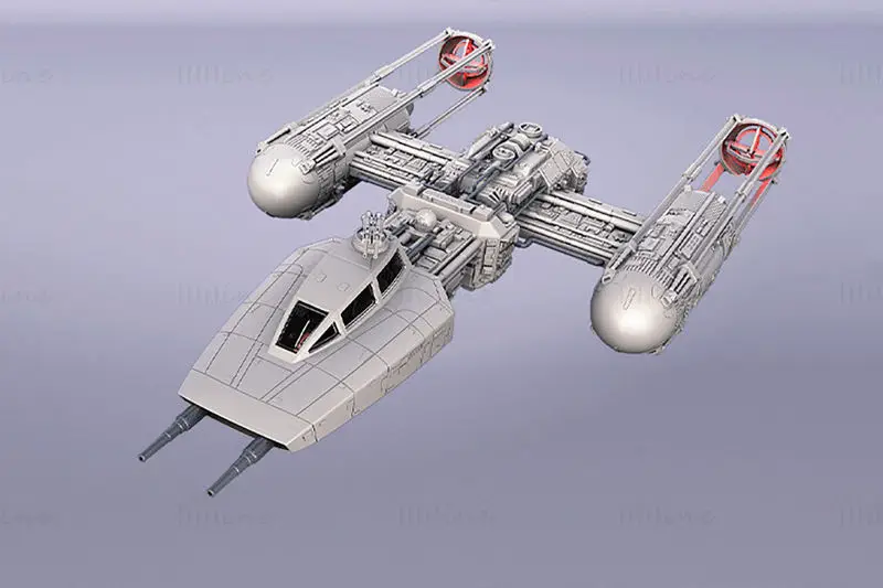 نموذج مطبوع ثلاثي الأبعاد لطائرة Y-wing Starfighter من Star Wars - STL