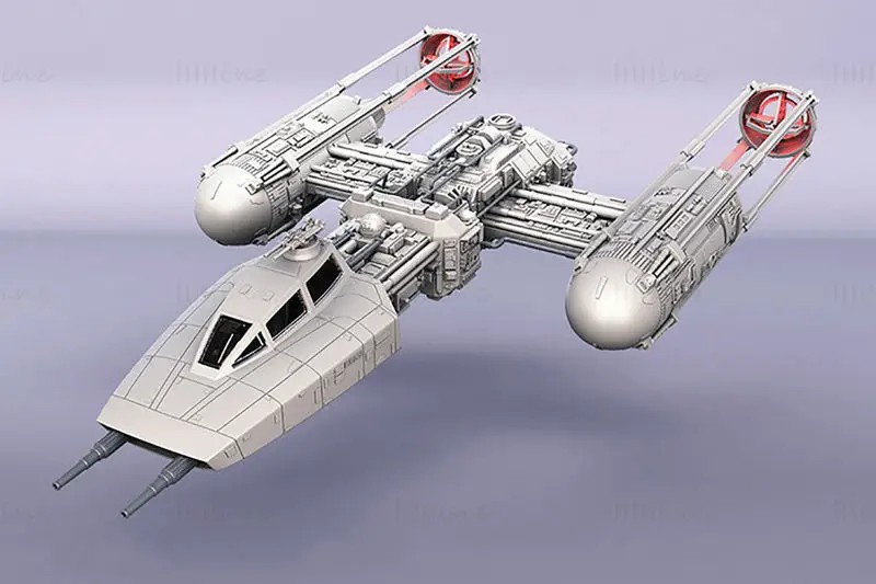 نموذج مطبوع ثلاثي الأبعاد لطائرة Y-wing Starfighter من Star Wars - STL