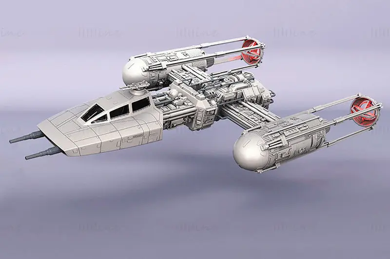 نموذج مطبوع ثلاثي الأبعاد لطائرة Y-wing Starfighter من Star Wars - STL