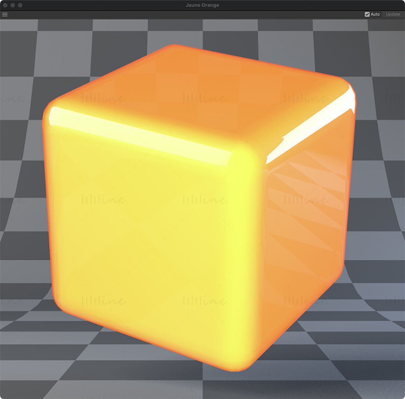 Material C4D de vidrio naranja amarillo