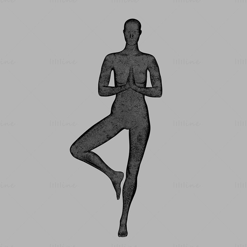 Yoga Tree Pose Mannequin 3D-printmodel STL