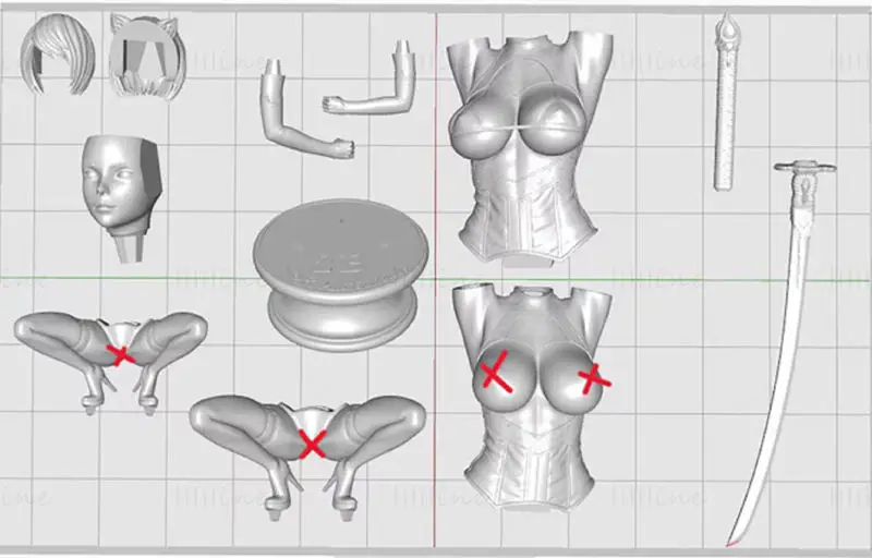 Yorha 2B Figura Impressão 3D Modelo STL