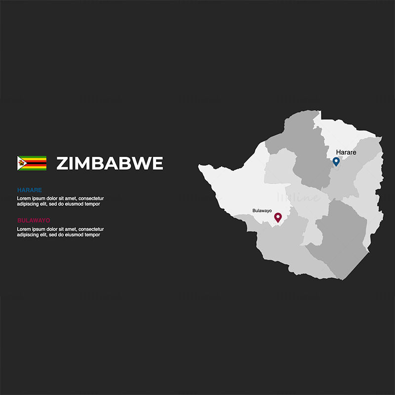 Simbabwe-Infografik-Karte, bearbeitbare PPT und Keynote