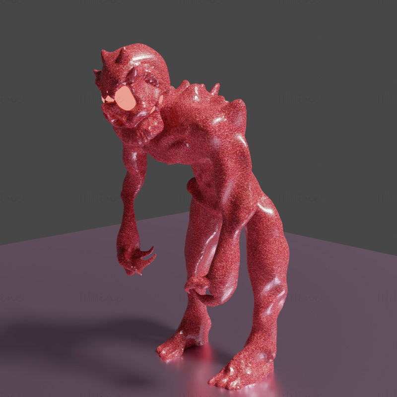 Зомби-монстр со светящимся черепом 3D модель