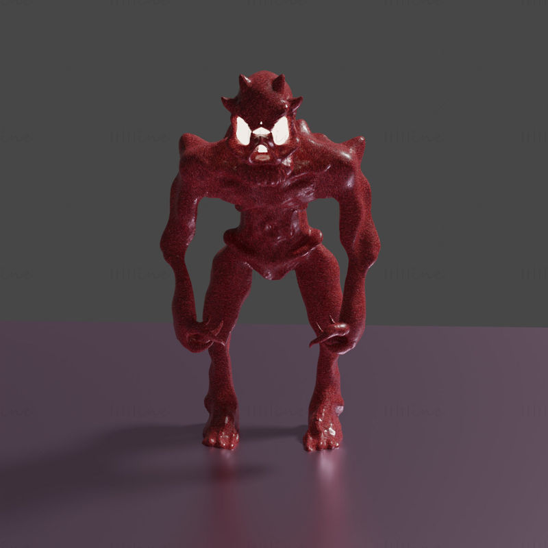 Zombie monster with glowing skull 3D Model