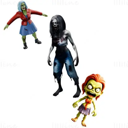 Zombie Trio 3D Print Model: Grozljivi spremljevalci