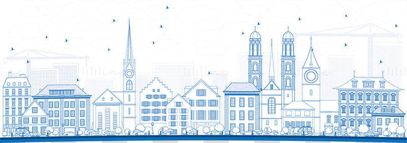 Zurich Outline vector illustration