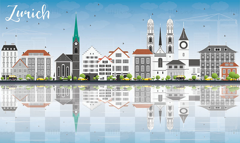 Zurich skyline vector illustration