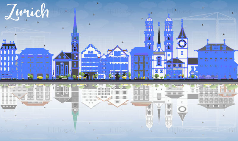 Vektorska ilustracija obzorja Züricha